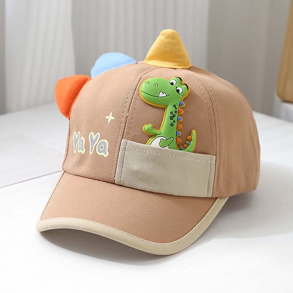 CUZIBR Kids Black Baseball Cap Colorful Dinosaur Floral Embroidery Curved Brim Adjustable Sun Hat Breathable Casual Outdoor Toddler Boys Peaked Cap,16-Coffee,One Size