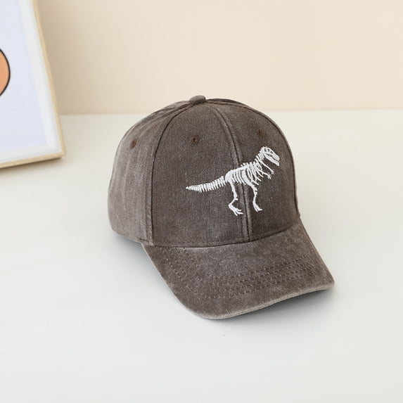 CUZIBR Kids Black Baseball Cap Colorful Dinosaur Floral Embroidery Curved Brim Adjustable Sun Hat Breathable Casual Outdoor Toddler Boys Peaked Cap,5-Coffee,One Size