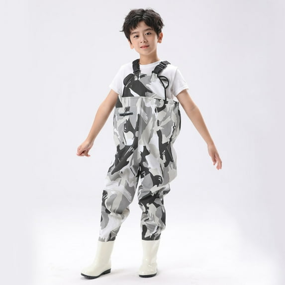 CUZIBR Kids Boys Oone Piece Clothes Sets Chest Waders Fishing Waterproof For Toddler Children Water Proof Fashionable Camo Print Lightweight Bootfoot Outfits,Multi-color,8-9 Years
