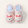 thumbnail image 1 of CUZIBR Kids Boys Slippers Girls Plaid Cute Cartoon Plush House Slippers Close Toe Warm Winter Warm Home Footwear,Pink,7-8 Years, 1 of 3