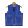 thumbnail image 1 of CUZIBR Kids Boys Unisex Mesh Tops Solid Color Full Zip Up Sleeveless Breathable Fishing Vest Pockets Travel Hiking Waistcoat Lightweight Fashionable Summer Outdoor Dailywear,Blue,13-14 Years, 1 of 3
