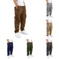 thumbnail image 1 of CUZIBR Kids Cargo Pants With Multiple Pockets Comfortable Casual Trousers For Boys Elastic Drawstring Waist Loose Straight Leg Trousers Lightweight Bottoms For School Outdoor,Brown,11-12 Years, 1 of 5
