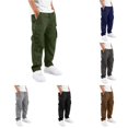 thumbnail image 1 of CUZIBR Kids Cargo Pants With Multiple Pockets Comfortable Casual Trousers For Boys Elastic Drawstring Waist Loose Straight Leg Trousers Lightweight Bottoms For School Outdoor,Army Green,11-12 Years, 1 of 5
