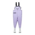 thumbnail image 1 of CUZIBR Kids Chest Waders Solid Color Cartoon Print Sleeveless Youth Fishing Waders With Boots Waterproof Boys Girls Breathable Suspender Trousers Lightweight Bootfoot Sets,Purple,4-5 Years, 1 of 8