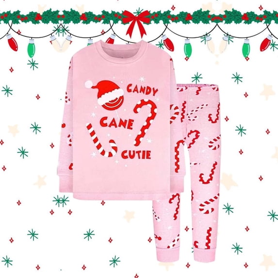 CUZIBR Kids Fall Outfits Christmas Snowsuit Cozy Layered Warm Embroidery Crewneck Pullover Top Elastic Waist Pants Home Casual Wear Two Piece Set Sweatsuit Clothing Sets,Pink,3-4 Years