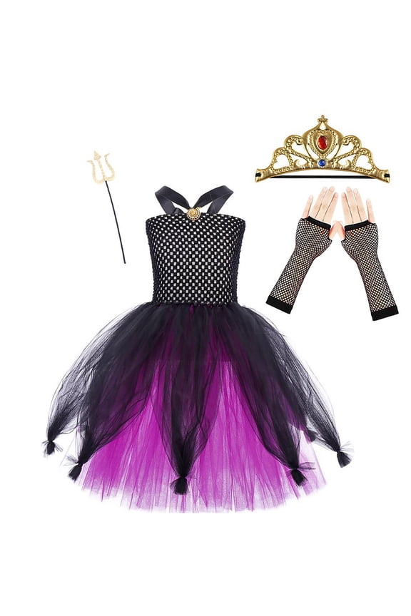 Kids Girl A-Line Flared Slim Fit Tutu Dress Knitted Tiered High Waist Square Collar Spaghetti Strap Crochet Summer Performance Stylish Dresses Gowns Outfits Clothes Sets,Purple,5-6 Years