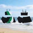 thumbnail image 1 of CUZIBR Kids Girls 3 Piece Swimwear Upf 50+ Sun Rash Guard Color Block Spaghetti Strap Off The Shoulder Ruffled Tiered High Waist Bottom Tankini Cover Up Swimsuit Comfortable Beachwear,Green,4-5 Years, 1 of 4