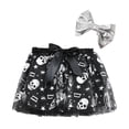 thumbnail image 1 of CUZIBR Kids Girls Ballet Skirts Elastic Waist Party Polka Dot Mesh Tutu Tulle Skirt With Sparkly Sequins Headband Tiered Stylish Dancewear Set,Black,5-8 Years, 1 of 3