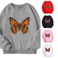 thumbnail image 1 of CUZIBR Kids Girls Crewneck Sweatshirt Butterfly Graphic Pullover Long Sleeve Soft School Tops,Grey,7-8 Years, 1 of 3