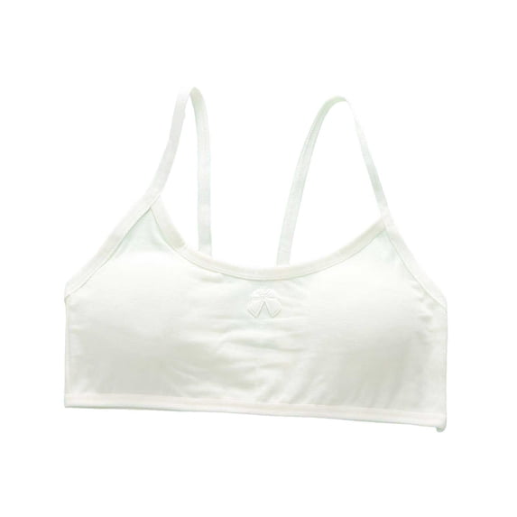 CUZIBR Kids Girls Crop Top Bra Solid Color Cute Bow Scoop Neck Seamless Spaghetti Strap Bras Camisole With Removable Padding Bralettes Bra For Cozy Relaxed Dailywear,Light Yellow,8-14 Years