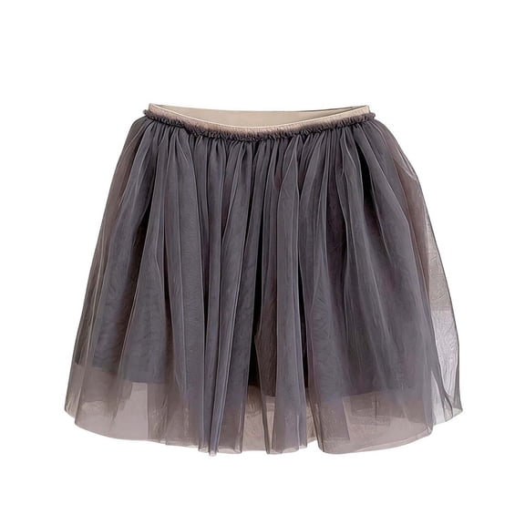 CUZIBR Kids Girls Dance Tutu Skirt Sequins Layered Short High Waist Embroidery Ballet Skirts Daily Casual Stylish Carnival Party Dancewear,Gray,2-3 Years