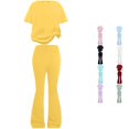 thumbnail image 1 of CUZIBR Kids Girls Outfit Sets Everyday Wear Lightweight Knit Two Piece Short Sleeve Tshirts Tops And Shorts For Family Events Clothes Sets,Yellow,9-10 Years, 1 of 4