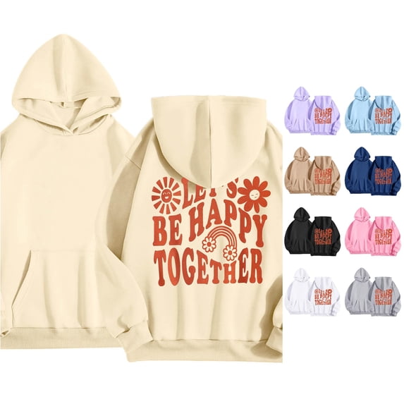 CUZIBR Kids Girls Oversized Hoodies Baggy Letter Floral Graphic Pullover Sweatshirt With Pocket Long Sleeve School Outdoor Casual Daily Cute Fall Winter Clothes,Beige,2-3 Years
