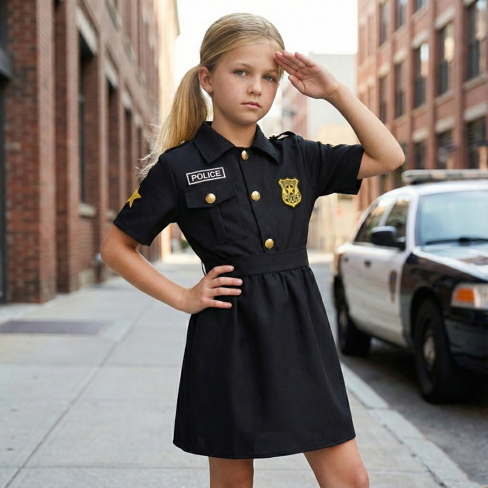 CUZIBR Kids Girls Uniform Dress Set Short Sleeve Polo Neck Button Down ...