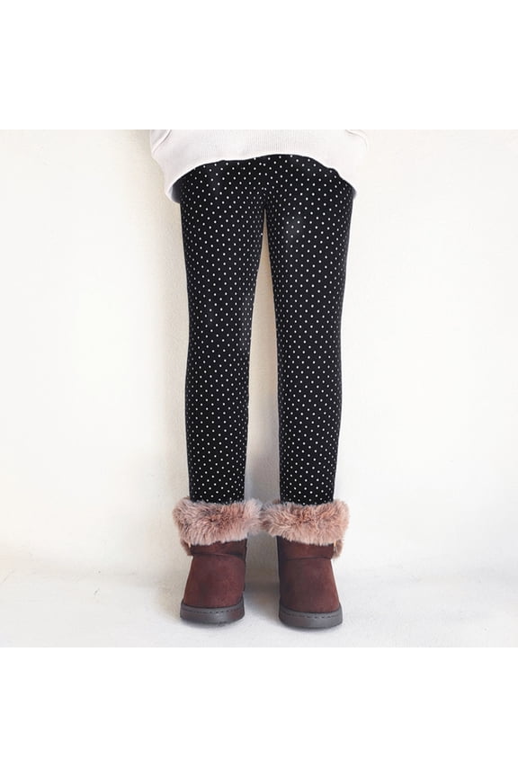 Kids Girls Wool Lined Leggings Thermal Warm Thick Stretchy Pants Winter Bassic Bottom Athletic Running Yoga Pants High Waist Dailywear,Black,2-3 Years