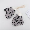 thumbnail image 1 of CUZIBR Kids Gloves Winter Convertible Flip Top Thermal Knitted Knit Fingerless Cute Animal Pattern Warmth Leopard Mittens For Children Outdoor,Grey,One Size, 1 of 3