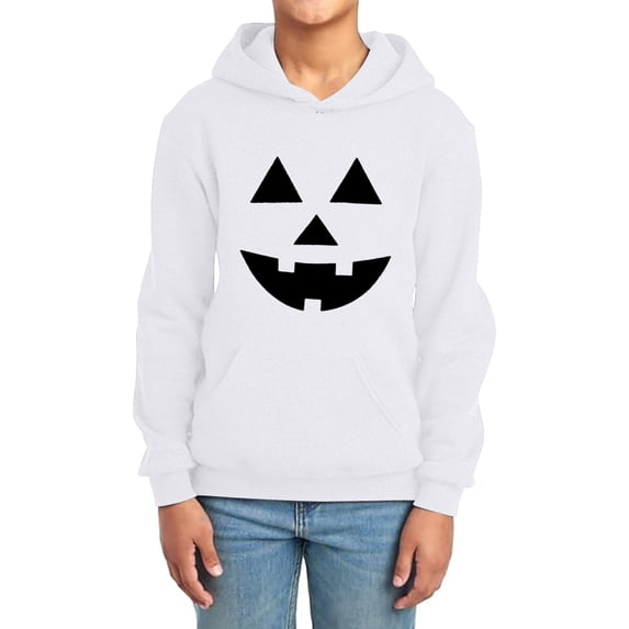 CUZIBR Kids Halloween Hoodies For Boys Pumpkin Graphic Sweatshirt Pullover With Pocket Long Sleeve Soft Streetwear,White,11-12 Years