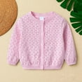 thumbnail image 1 of CUZIBR Kids Lace Cardigan Knit Sweater Button Down Hollow Out Long Sleeve Fall Jacket For Girls Lightweight Soft Comfy Solid Round Neck Coat,Pink,3-4 Years, 1 of 7