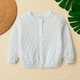thumbnail image 1 of CUZIBR Kids Lace Cardigan Knit Sweater Button Down Hollow Out Long Sleeve Fall Jacket For Girls Lightweight Soft Comfy Solid Round Neck Coat,White,5-6 Years, 1 of 9