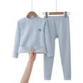 thumbnail image 1 of CUZIBR Kids Loungewear Outfits Classic Crewneck Long Sleeve Pullover Top And Pant Comfortable Sleepwear Set Cozy Home Outfit Breathable Stylish Sports Suit Streetwear,Sky Blue,6-7 Years, 1 of 3