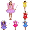 thumbnail image 1 of CUZIBR Kids Outfit Sets Glowing Fairy Girls With Light Up Wand And Floral Four Piece Dress Up Play Clothes Sets,Pink,3-10 Years, 1 of 3