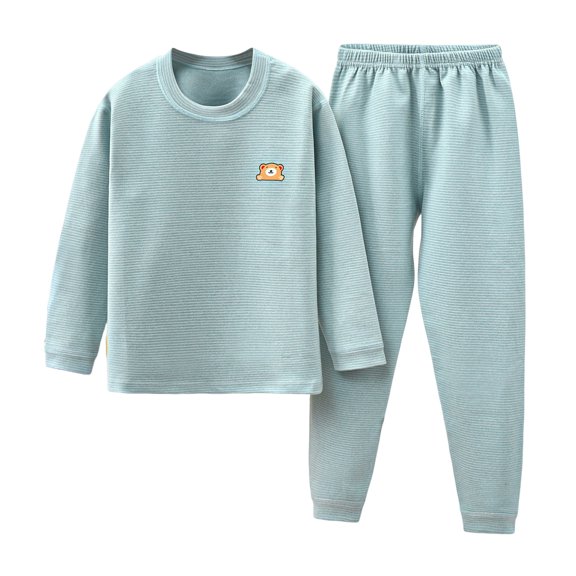 CUZIBR Kids Outfits Warm Solid Color Thick Lined Layered Based Long Sleeve Pullover Tops Pants Casual Sweat Set For Toddler,Green,18-24 Months