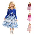 thumbnail image 1 of CUZIBR Kids Seasonal Dress Girls With Solid Color Jacket Floral Pattern Sleeveless Long Sleeve Dress Outfit Sets Fall Clothes Sets,Blue,3-4 Years, 1 of 9