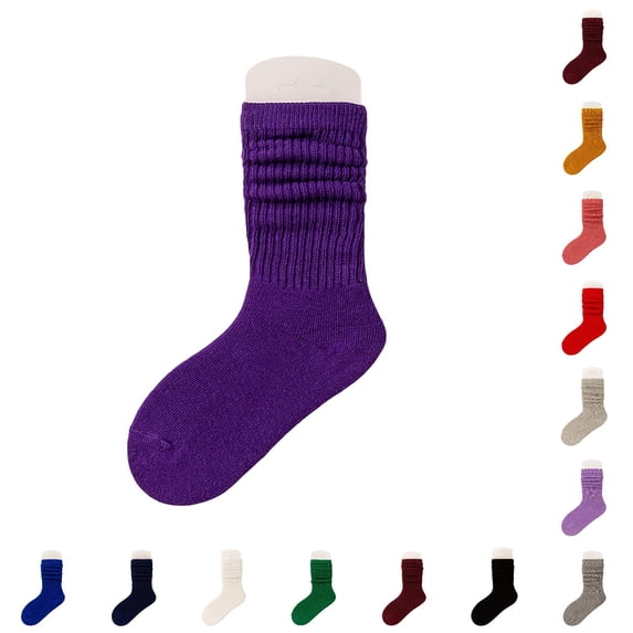 CUZIBR Kids Socks Autumn Soft Comfortable Mid Crew Length Stackable Solid Color Breathable Socks For Toddlers Girls School Play Casual Wear,0-2 Years