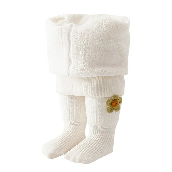 CUZIBR Kids Socks Winter Tight Fuzzy Wool Lined Thick Warm Stocking Leggings Knit Footed Tight Fashionable Seamless Pantyhose,White,Xxl