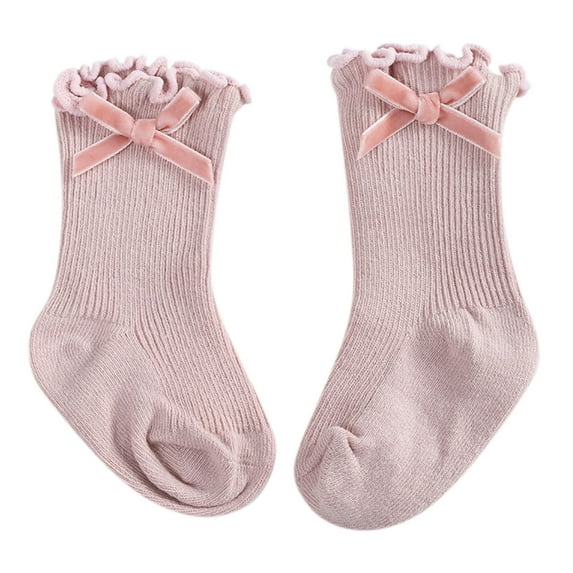 CUZIBR Kids Socks Winter Warm Ankle Socks Solid Color Soft Cotton Fashion Breathable Comfortable Unifor Crew Socks,Purple,1-3 Years