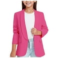 thumbnail image 1 of CUZIBR Kids Toddler Long Sleeve Tops Blazer Jacket Notched Collar Solid Color Formal Suit Coats With Pockets Open Front Casual Performance Clothes Basic Tees,Pink,11-12 Years, 1 of 9