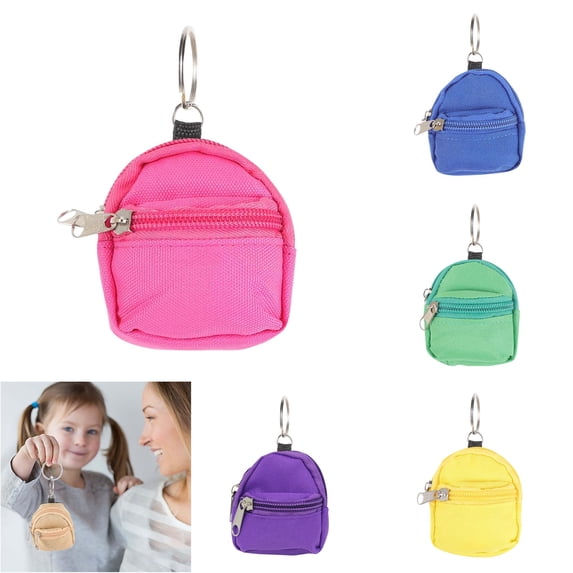 CUZIBR Kids Toddler Mini Backpack Keychain Purse Double Zipper Tiny Coin Bag With Key Ring Portable Mini Wallet Earphone Storage Pouch For Keys Small Accessories
