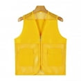 thumbnail image 1 of CUZIBR Kids Tops Solid Sleeveless Hollow Out Mesh Breathable Waistcoat Zipper Up Fishing Travel Hiking Vests Jacket Spring Fall Clothing,Yellow,8-9 Years, 1 of 5