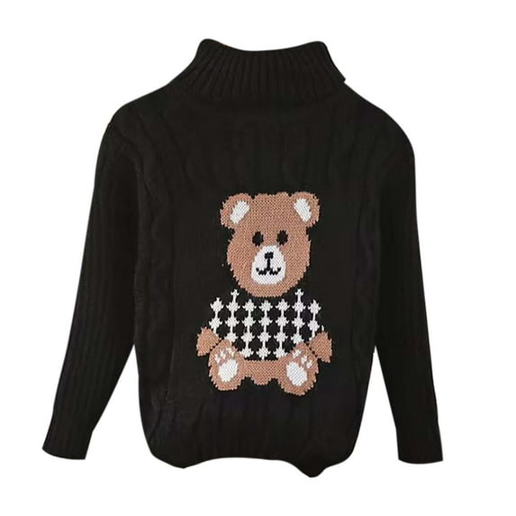 FYDUU Boys Christmas Sweaters Long Sleeve Turtleneck Sweater Knitted Sweatshirt Fall Winter Soft Warm Sweater Pullover Tops Comfort Versatile 3-4 Years