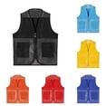 thumbnail image 1 of CUZIBR Kids Unisex Toddler Boys Tops Solid Color Sleeveless Mesh Breathable Full Zip Up V-Neck Fishing Vest With Pockets Photography Travel Hiking Waist Coat Jacket For Youth,Black,13-14 Years, 1 of 3
