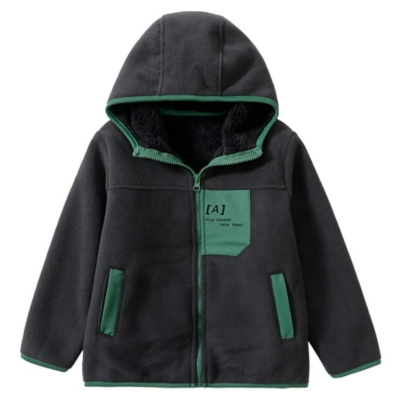 CUZIBR Kids Winter Jacket Lined Wool Fuzzy Warm Comfys Weatshirt Hooded Long Sleeve Zipper Up Coat With Pocket Soft Lightweight Casual Outerwear,Grey,3-4 Years