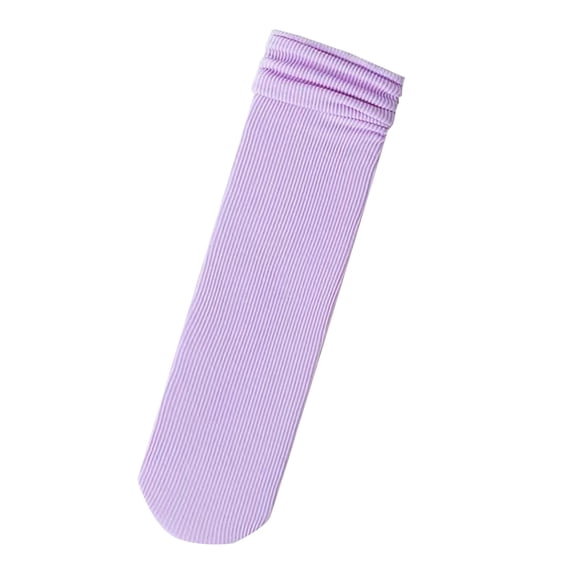 CUZIBR Kids Youth Girls Slouch Socks Soldi Color Ribbed Casual Soft Breathable Stretch Knee High Socks Summer Lightweight Dress Crew Socks High Tube Stylish Dailywear,Light Purple,3-15 Years