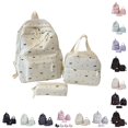 thumbnail image 1 of CUZIBR Large Capacity 3 Piece Backpack For Kids Cute Floral Bow Print School Backpack With Lunch Tote Bag Pencil Case Bookbag For Teen Girls Students Daily School Travel, 1 of 9