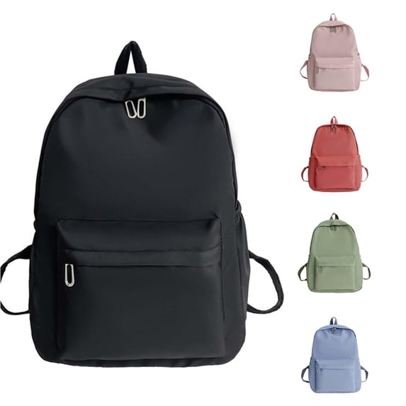 CUZIBR Large Capacity Backpack Solid Color Double Zipper Design Multi Pocket Daypack Adjustable Shoulder Straps Casual Bookbag For Teenagers Youth Back To School Daily Commute