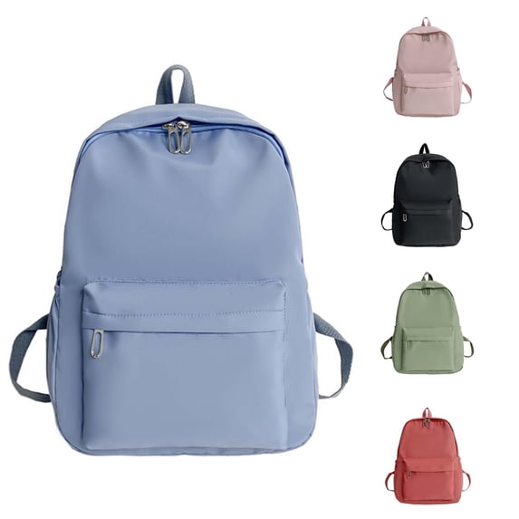 CUZIBR Large Capacity Backpack Solid Color Double Zipper Design Multi Pocket Daypack Adjustable Shoulder Straps Casual Bookbag For Teenagers Youth Back To School Daily Commute