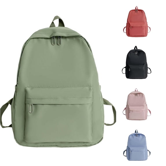 CUZIBR Large Capacity Backpack Solid Color Double Zipper Design Multi Pocket Daypack Adjustable Shoulder Straps Casual Bookbag For Teenagers Youth Back To School Daily Commute
