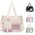 thumbnail image 1 of CUZIBR Large Capacity Color Block Canvas Bag Women'S Crossbody Backpack For College Students Shoulder Bag Versatile Tote Bag Adjustable Detachable Crossbody Strap Carry Bag, 1 of 6