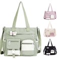 thumbnail image 1 of CUZIBR Large Capacity Color Block Canvas Bag Women'S Crossbody Backpack For College Students Shoulder Bag Versatile Tote Bag Adjustable Detachable Crossbody Strap Carry Bag, 1 of 5