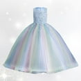 thumbnail image 1 of CUZIBR Little Big Girls Girl Pageant Tutu Dresses Ruffles Sleeveless Embroidery Gradient Round Neck Sequins Floor Length Tiered A-Line Wedding Formal Elegant Tulle Maxi Dress,Sky Blue,3-4 Years, 1 of 8