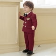 thumbnail image 1 of CUZIBR Little Boys Suit Outfits Formal Tuxedo Set Coat Vest Pants Bow Tie Corsage 5 PC Long Sleeve Gentleman Photo Clothes,Brick Red,4-5 Years, 1 of 7