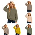 thumbnail image 1 of CUZIBR Little Girls Crewneck Sweatshirt Basic Solid Color Pullover Long Sleeve Soft Fall Winter Clothes,Army Green,3-4 Years, 1 of 4