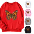 thumbnail image 1 of CUZIBR Little Girls Crewneck Sweatshirt Butterfly Graphic Pullover Long Sleeve Cozy Outdoor Tops,Watermelon Red,9-10 Years, 1 of 3