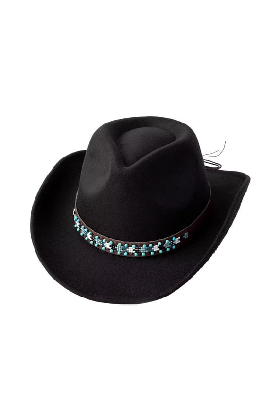 Men Retro Western Cowboy Hat Solid Color Adjustable Strap Outdoor Fashionable Lightweight Classic Shapeable Wide Brim Cattleman Caps Festival Party Jazz Bowler Hat,Black,One Size