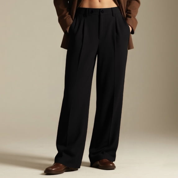 CUZIBR Men'S Casual Dress Pants Breathable Formal Business Trousers Loose Fit Relaxed Wide Leg Straight Comfortable Summer Flat Front Trousers Dailywear,Black,XXL