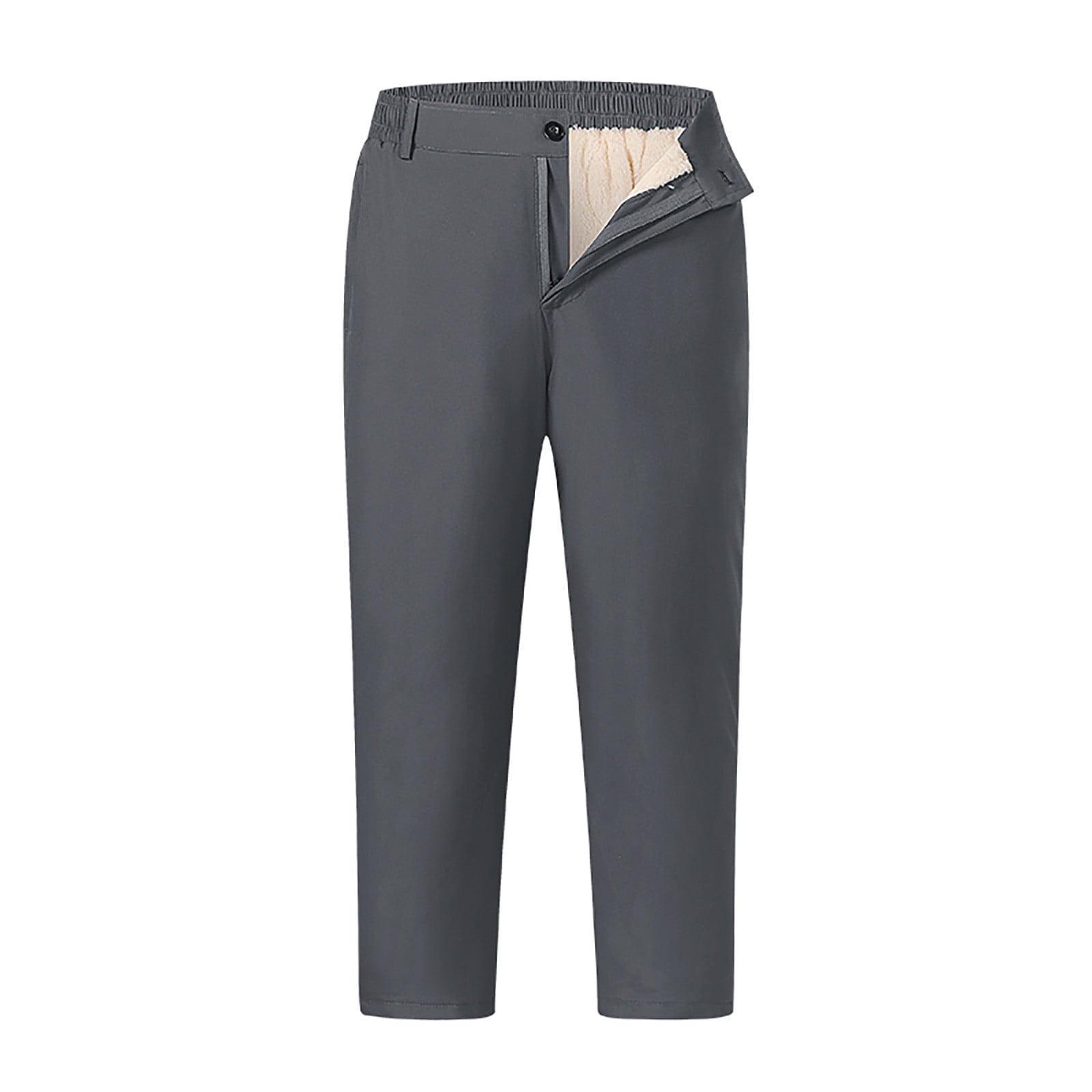 CUZIBR Men'S Winter Golf Pants Thick Lined Solid Color High Waist ...